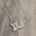 'Sky Bloom'   Combat Boots Shine Sterling Silver Pendant Necklace